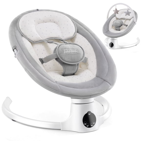 HARPPA Baby Swing for Infants with Remote Control, 5 Sway Speed, 10 Lullabies, Gray