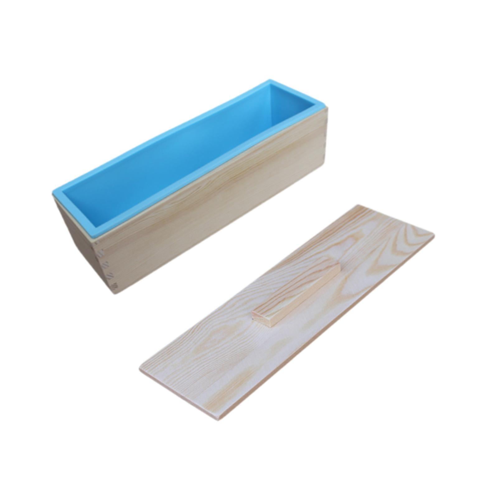 FVDPWYE Rectangle Handmade Soap Mould with Wood Box for Candles Making Soap Supplies Blue
