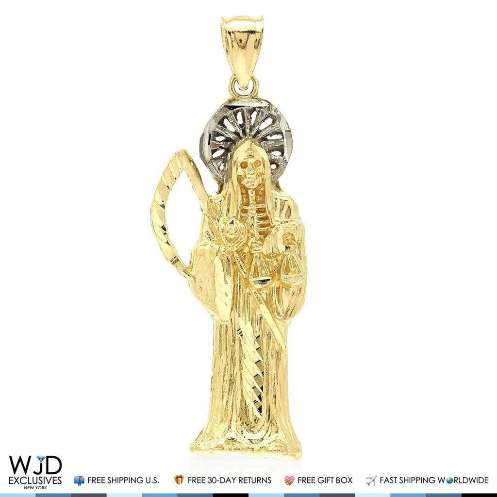Solid gold santa muerte pendant Clearance