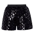 thumbnail image 2 of Sparkly Sequin Shorts for Women Elastic High Waist Shiny Metallic Sequins Hot Shorts Disco Party Clubwear, 2 of 3