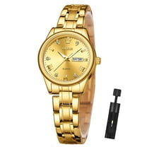 OLEVS Watches for Women Luxury Dress Quartz Analog Casual Gold Plated Stainless Steel Waterproof Luminous Date Fashion Ladies Wrist Watches Gifts Relojes para Mujer