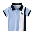 thumbnail image 2 of FLMEI Kids Baby Lapel T-Shirt for Boys Toddler Colour Blocking Tops Short Sleeve Summer Casual Tees Shirts for 1-8 Years, 2 of 9