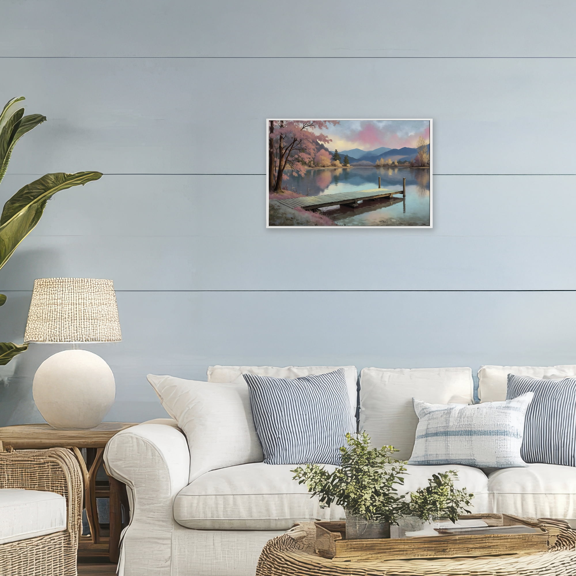 Stupell Industries Pink Dock at Sunset White Framed Giclee Art, design by Creative Studio
