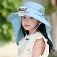 thumbnail image 3 of Children's Solar Fan Sun Hat with Wide Brim Neck Flap UV Protection Breathable Mesh Outdoor Fishing Hiking Safari Boonie Hat for Kids Portable Cooling System Everyday Casual Gear Accessory, 3 of 7
