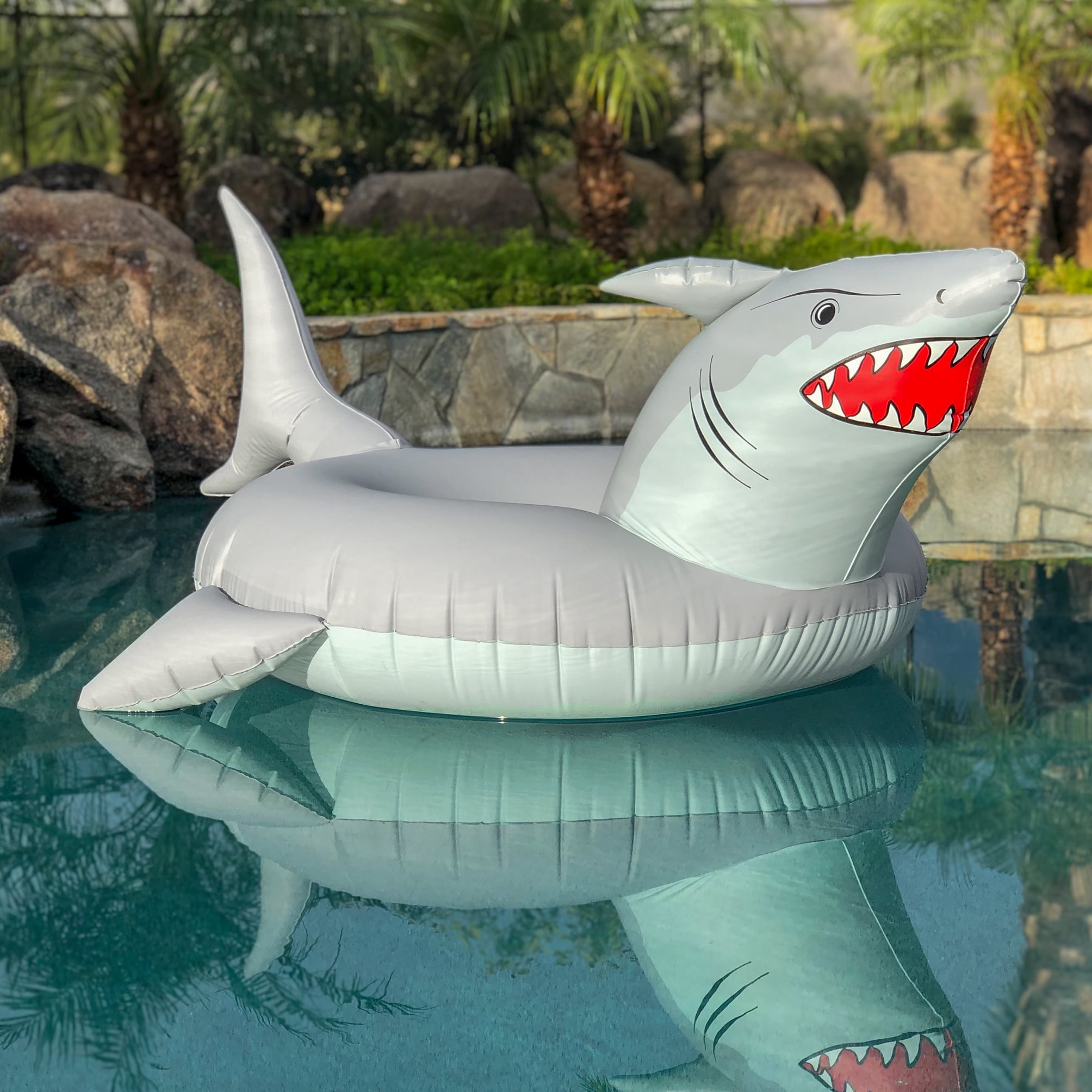 Giant Shark Pool Float GoFloats Splash Round Floaty 'Great White