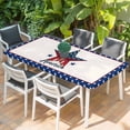 thumbnail image 2 of Independence Day Table Cloths for 5 Foot Rectangle Tables, 4th of July Patriotic Star Blue Red Flag Patio Waterproof Elastic Fitted Tablecloths, Washable Rectangular Table Cover for Camping, 2 of 8