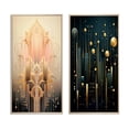 thumbnail image 2 of Designart "Gold and Pink Art Nouveau Geometry I" Modern Geometric Framed Wall Art Set Of 2 - Modern Pink Gallery Wall Frame Set For Home Decor, 2 of 6