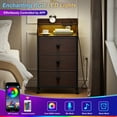 thumbnail image 2 of GUNAITO 3 Drawers Nightstand Set of 2 with Charging Station, Bedside Table with LED Light, Modern End Side Table for Bedroom Living Room，Brown, 2 of 10