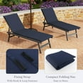 thumbnail image 3 of SAZYY Outdoor Chaise Lounge Cushion, Patio Furniture Pad with Hook & Loop Fastener Fixing Straps, Folding Cushion for Reclining Lounger for Outside, 72 x 23 Inches, Navy Blue 2, 3 of 8