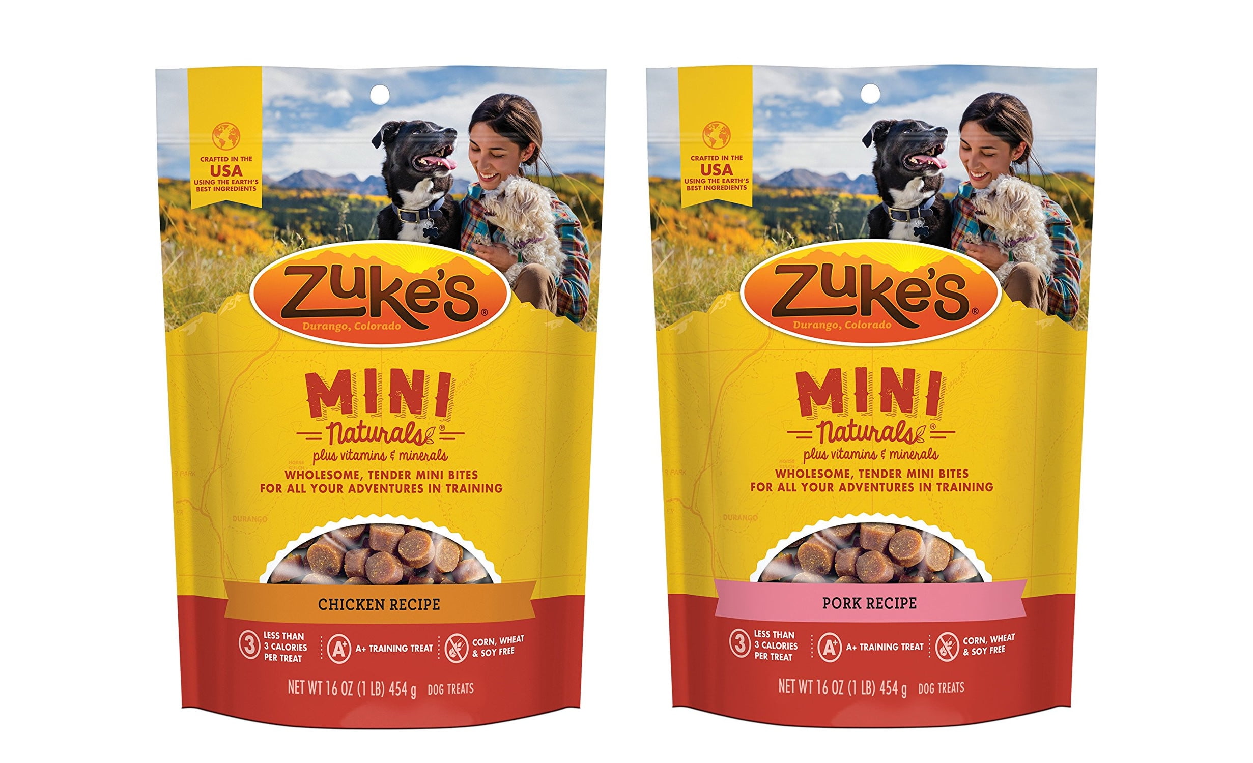 Zuke's Mini Naturals (1) Chicken Recipe and (1) Pork Recipe 16 oz Dog