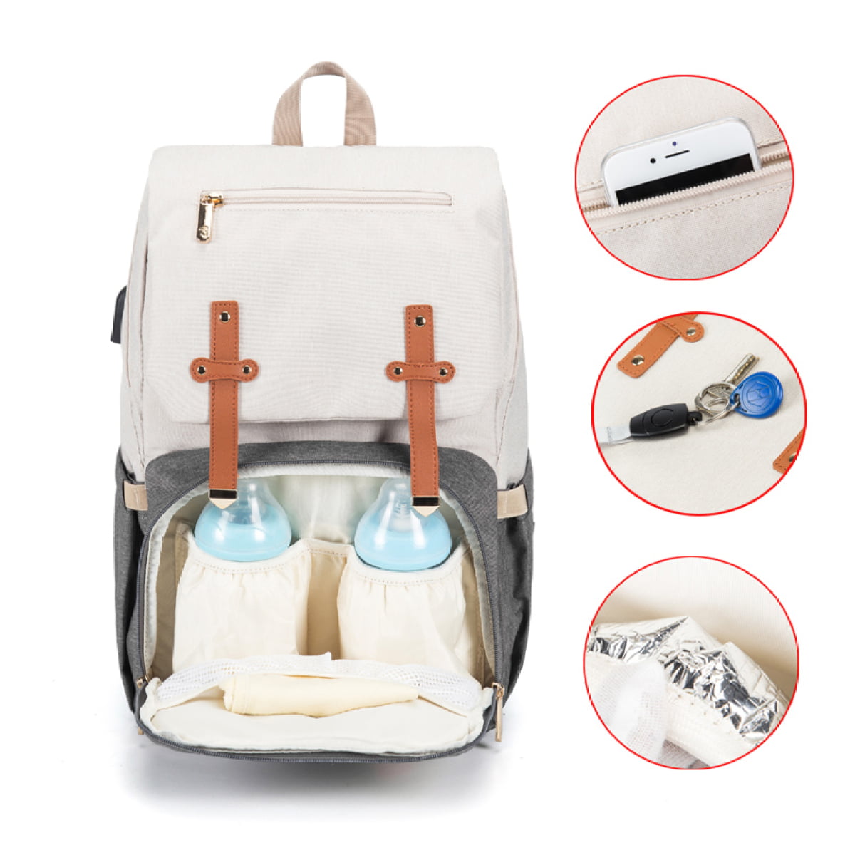 EZGO Oxford Diaper Bag Backpack with USB Charging Port Nursing Bag 