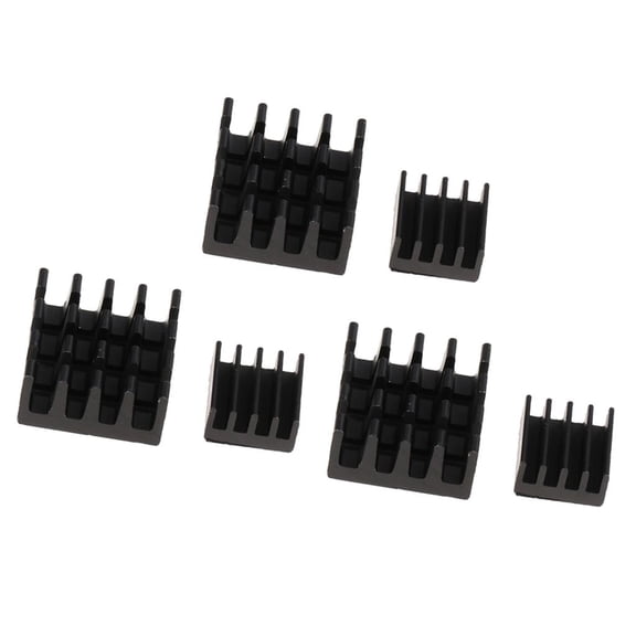 Pitycbo 6Pieces Black Adhesive Aluminum Heatsink Cooler Cooling Kit for Raspberry Pi