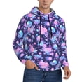 thumbnail image 2 of Pofeuu White Skull Flower Print Mens Casual Hooded Collar Drawstring Hoodies Pullover Sweatshirts Casual Long Sleeve Shirts-Small, 2 of 7