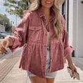 thumbnail image 6 of ShomPort Womens Casual Shirt Jacket Corduroy Dressy Loose Lapel Collar Button down Lightweight Cardigans Shackets, 6 of 7