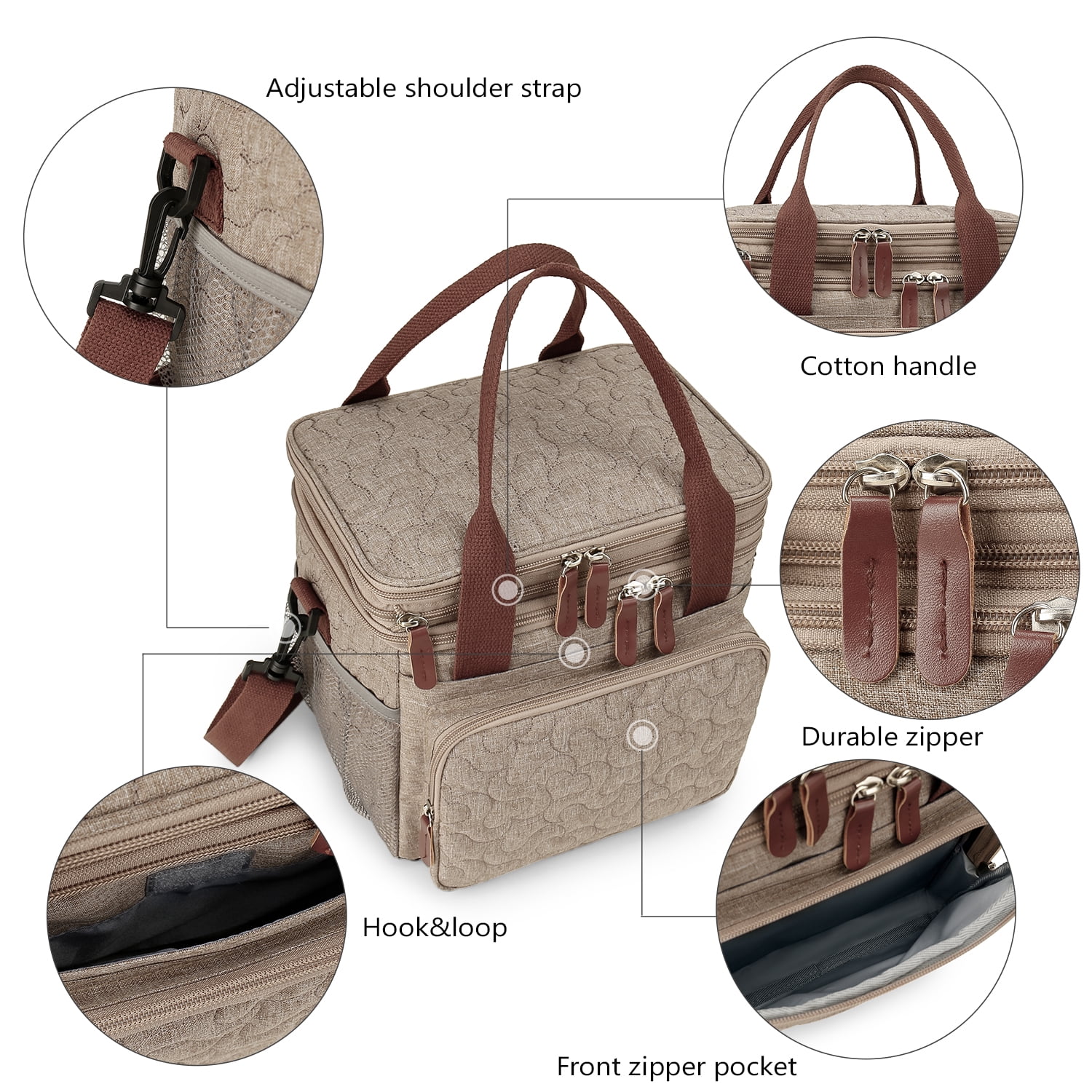 Lunch Bag for Women Men Double Deck Expandable Lunch Box,Large Lunch Bags,Leakproof Lunch Box Cooler Bag