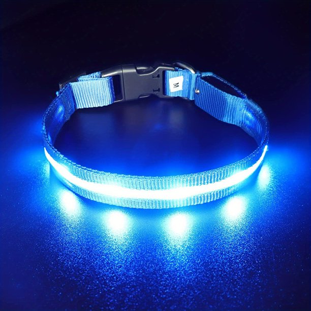 USB Rechargeable LED Lighted Dog & Cat Collar - Bright & High Visibility for Night Walks - Weatherproof & Suitable for All Sizes!