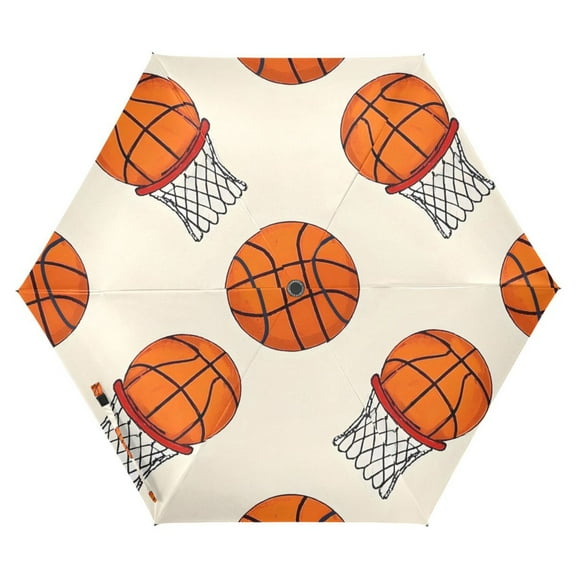 ALAZA Basketball UPF 50  Compact Folding Umbrella for Rain Travel Umbrella Packable