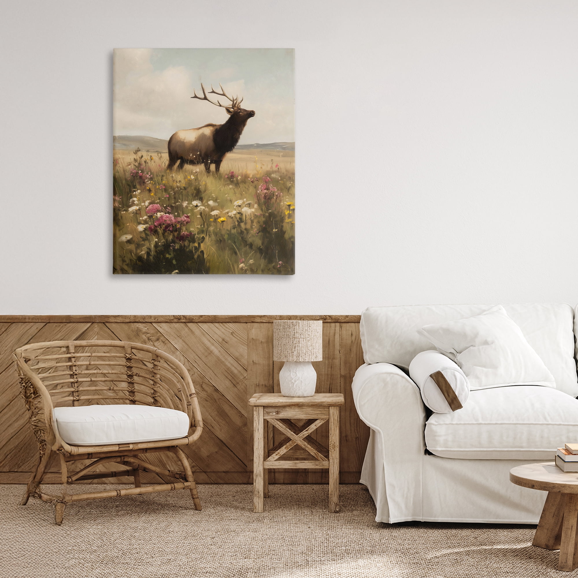 Stupell Industries Elk in the Wildflower Meadow Canvas Wall Art, design by Arlington Prints