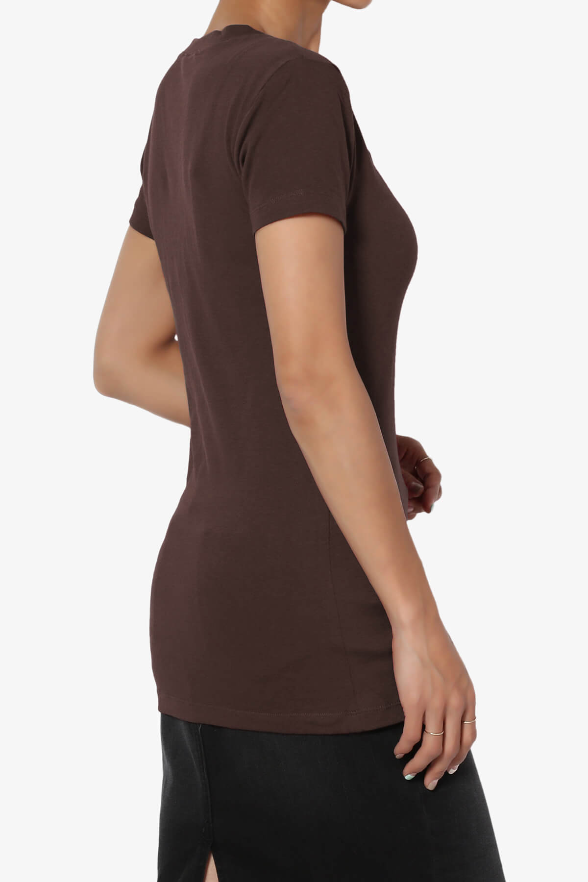 Women's Basic V Neck Short Sleeve T-Shirts Plain Stretch Cotton Spandex Top Tee - image 4 of 6