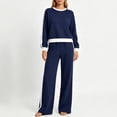 thumbnail image 4 of Sweatshirt Sets for Women 2 Piece Outfit,Crew Neck Long Sleeve pullover Tops,Side Stripe High Waist Wide Leg Pants Pocket,Fall Tracksuit,Weekend Casual Outfits, 4 of 5