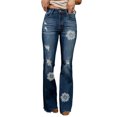 thumbnail image 4 of POGLIP Jeans à Fond Bell Print Noir pour Femme Déchiré, 4 of 6