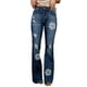 thumbnail image 4 of ABPHQTO Jeans de talle medio desgastados con patchwork de plantas tropicales azul cielo para mujer, 4 of 5