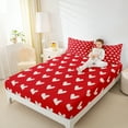 thumbnail image 4 of Manfei Kawaii Loves Pattern Queen Sheet Sets,Cute Heart Print Flat Sheet,Red White Queen Fitted Sheet For Princess,Ultra Soft Home Decor,4-Piece, 4 of 7
