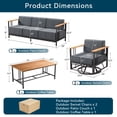 thumbnail image 7 of Unnifurnzi 4 Pieces Patio Furniture Set-Patio Conversation Sets with Swivel Rocking Chairs High Back Patio Couch for Deck Porch Poolside Balcony-Black/Dark Gray, 7 of 7