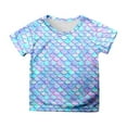 thumbnail image 2 of SOFTCCLO Girls T shirts Short Sleeve Crewneck Mermaid Scale Print Graphic Tees Casual Summer Cute T-Shirts for Girls 3-4Y, 2 of 4