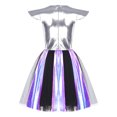 thumbnail image 3 of iiniim Women Outer Space Flight Outfit Shiny Metallic Sleeveless Dress Halloween Alien Costume Silver M, 3 of 7