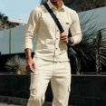 thumbnail image 6 of Zenithor Men's 2 Piece Outfits Winter Warm Long Sleeve Button-Up Shirts and Elastic Waist Cargo Pants Set for Commute Casual S-3XL, 6 of 7