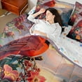 thumbnail image 4 of Feelyou Kawaii Robin Bird Twin Bedding Sets 7-Piece for Teen, Dreamy Cherry Blossoms Bedding Comforter Set, Farmhouse Lake Reversible Sheet Sets, Breathable Home Decor, 4 of 7