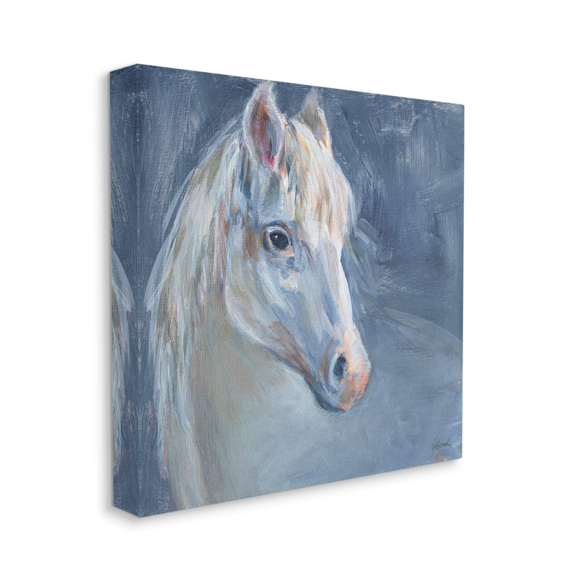 Stupell Industries Gentle Gray Horse Painting Animals & Insects Painting Gallery Wrapped Canvas Print Wall Art, 24 x 24