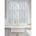 thumbnail image 2 of Blue Grey Botanical Bathroom Window Curtain, Spring Floral Summer Farmhouse Light Filtering Coffee Kitchen Curtains, Bedroom Living Room Curtains 2 Panel 84"x63", 2 of 6