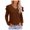 Coffee, variant on Blouses for Women Ruffle Long Sleeve Fashion Casual Solid Color Loose Pullover V Neck Long Sleeve Tops