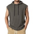 thumbnail image 2 of Men's Plus Size Sleeveless Hoodies Workout Gym Hooded Tank Tops Muscle Shirts Bodybuilding Cut Off T Shirt Gray 2XL, 2 of 9