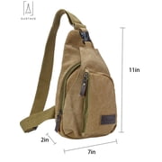 Gustave Canvas Sling Bag for Men & Women Anti-Theft Chest Shoulder Bag Vintage Casual Crossbody Backpack Messenger Bag for Travel Hiking Khaki