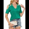 thumbnail image 2 of Blusa de Punto con Hombros Descubiertos y Cruzados para Mujer, Informal, Elegante, con Textura, para Verano Verde S, 2 of 10