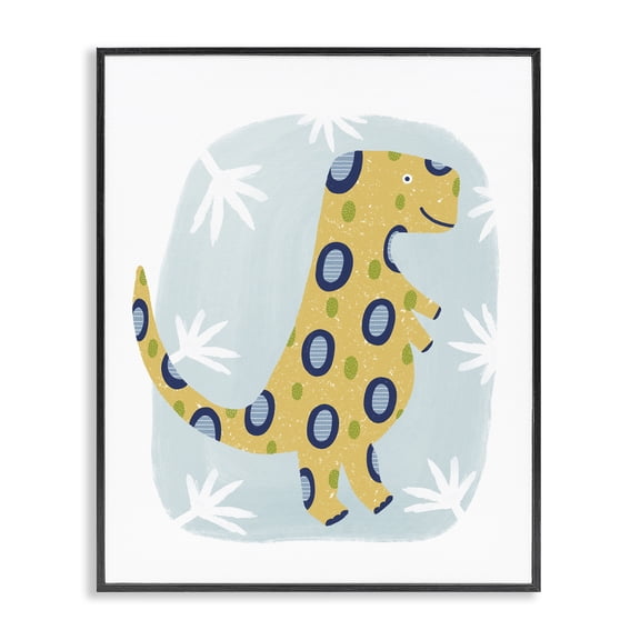 Stupell Industries Cottage T-Rex with Leaves Black Framed Giclee Art, 11 x 14, by Lisa Nohren