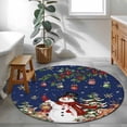 thumbnail image 3 of Round Rug 3.3Ft Washable Non-Slip, Blue Christmas Snowman Circle Area Rugs for Living Room Bedroom, Xmas Snowflake Elk Tree Balls Indoor Floor Mats Carpet Runner for Home Decor Aesthetic, 3 of 8