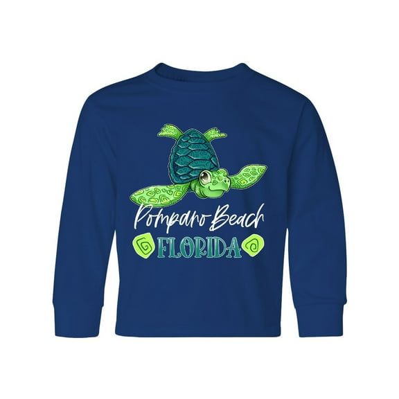 Inktastic Pompano Beach, Florida Happy Sea Turtle Long Sleeve Youth T-Shirt