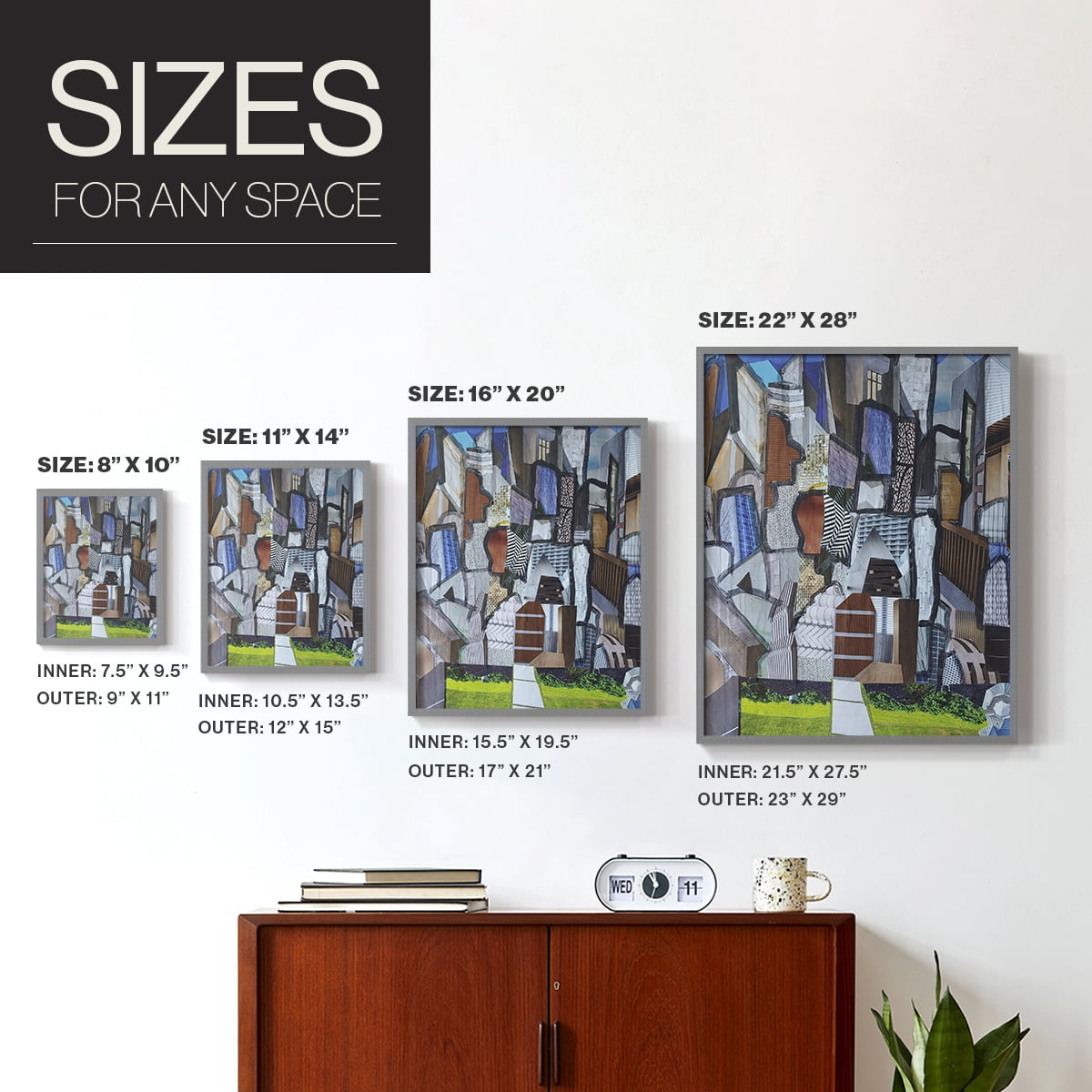 Chicago Grant Park Framed Print in Gray Solid Wood Framed Print No Nail Hanging