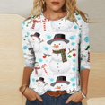 thumbnail image 1 of Pntutb - Camiseta holgada con estampado de moda para mujer, blusa de manga 3/4, cuello redondo, tops casuales Pntutb Pntutb-1328, 1 of 5