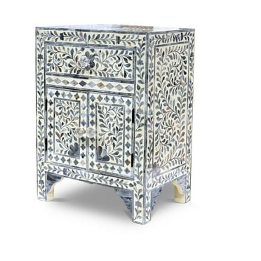 Steve Silver Fowler 1-Drawer Wood and Bone Accent Chest in Lilac Gray
