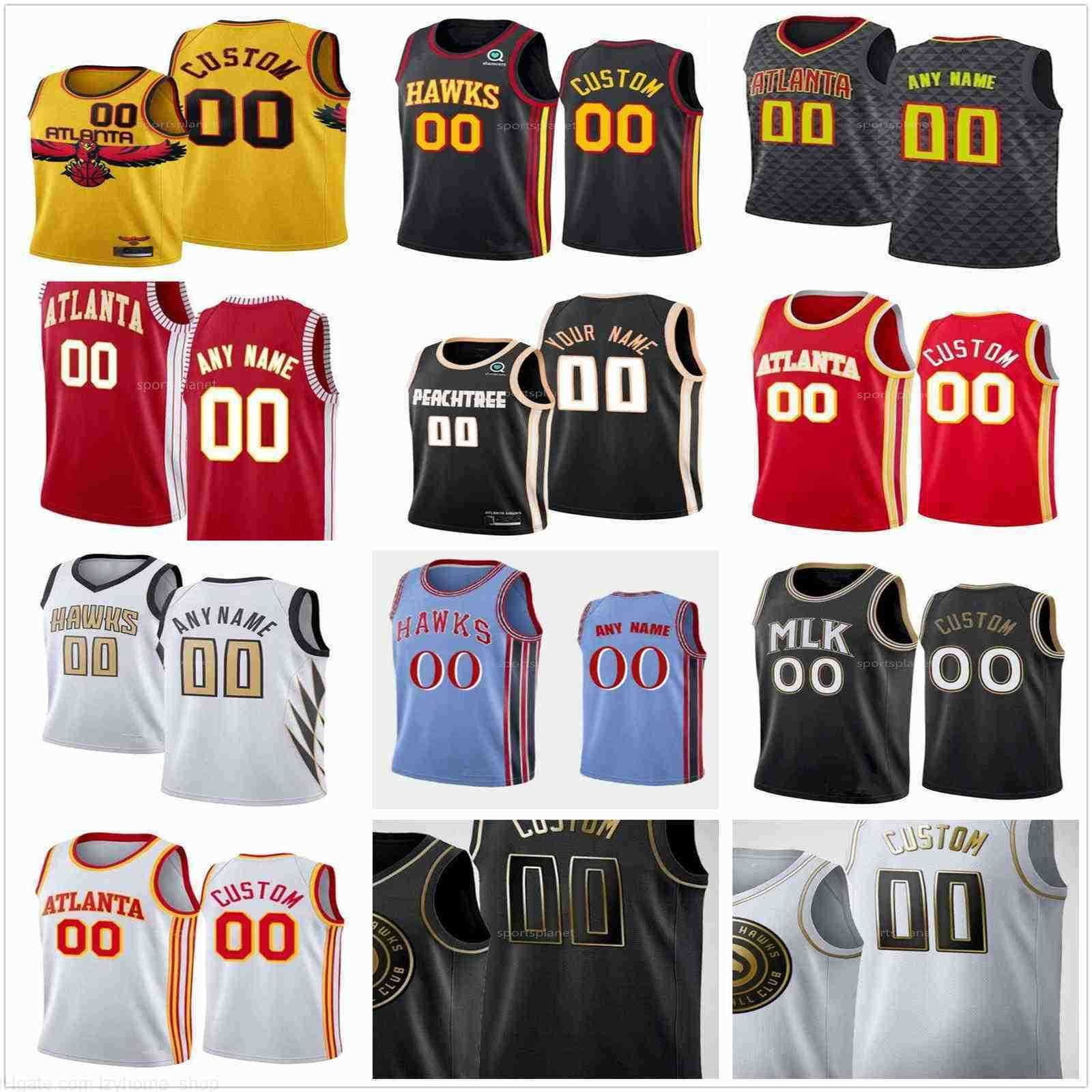 NBA_ 'NBA'2021/2022 75th Custom Printed Trae 11 Young Bogdan 13 Bogdanovic  John 20 Collins Cam 22 Reddish 6 Lou Williams 22 Cam Reddish 0 Delon  Wright''nba''Jerseys 