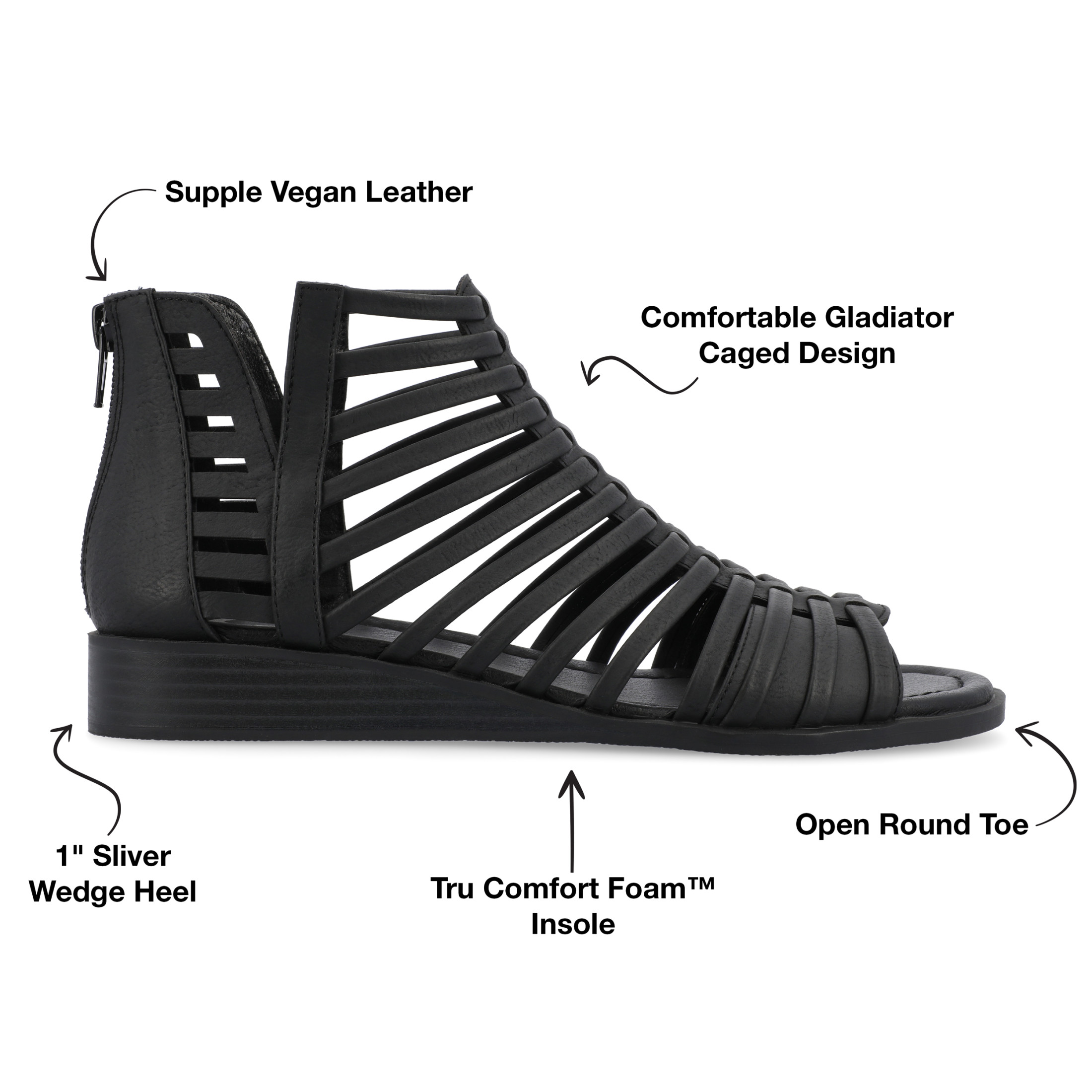Journee Collection Womens Delilah Faux Leather Zipper Gladiator Sandals Walmart