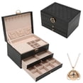 thumbnail image 1 of Caja Joyero, Alajero Grande de 3 Niveles Relicario Incluido Caja de Almacenamiento para Guardar Collares, Anillos, Aretes, Reloj, Pulseras, Organizador de Joyas Alhajero, Diseño Elegante, 1 of 9