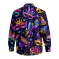 thumbnail image 4 of Fgvctg Carnival Party Long Sleeve Shirts for Men Cotton Button Down Shirt Fashion Mask Print Collared Blouses Plus Size Business Casual Outfits Purple 3XL, 4 of 6