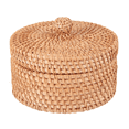 thumbnail image 2 of 2X Handwoven Rattan Storage Box with Lid Wicker Tea Food Container Picnic Bread Fruit Cake Basket Kitchen Organizer B, 2 of 5