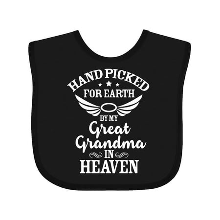 

Inktastic Handpicked for Earth by My Great Grandma in Heaven Gift Baby Boy or Baby Girl Bib